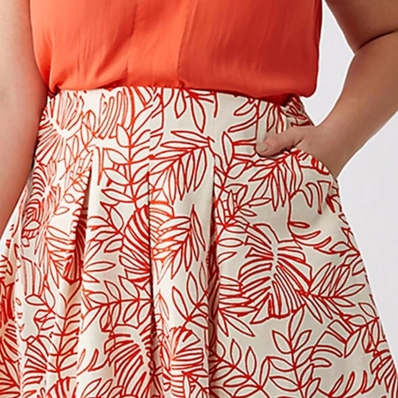 Lane Bryant Linen Cotton Women's‎  orange beige Floral  Skirt Size 24 Plus - Picture 4 of 14